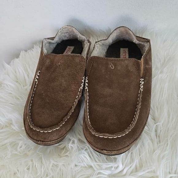OluKai Women's Nohea Shearling Lined Slipper Winter Shoes Brown Size 9W 🌴 - Picture 6 of 10